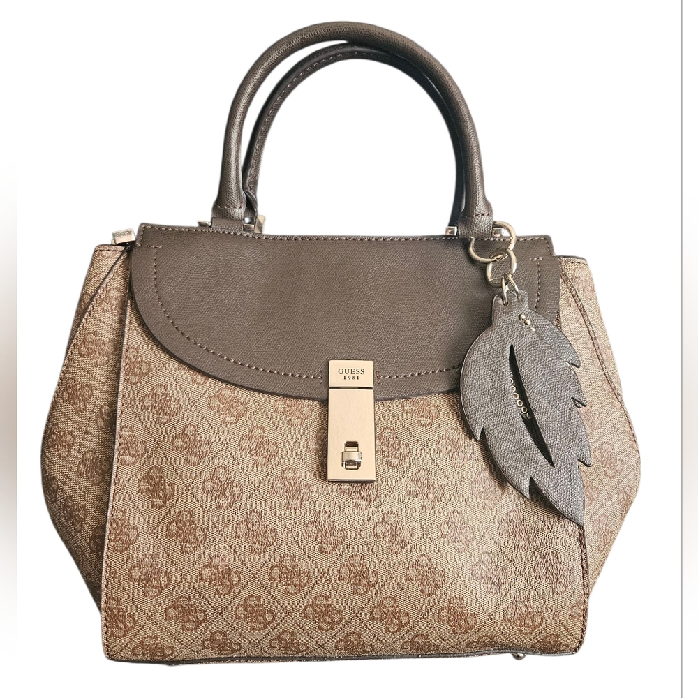 Guess Nissana Satchel Tote Purse Brown Bag